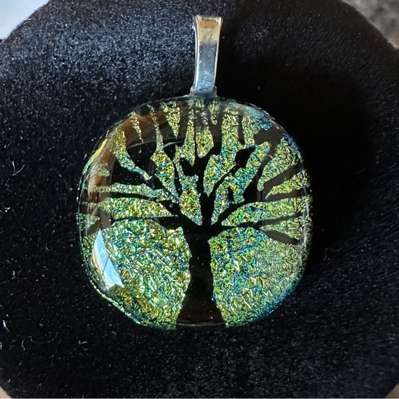 Jewelry - Dichroic Glass Vintage Tree of Life Handmade Pendant